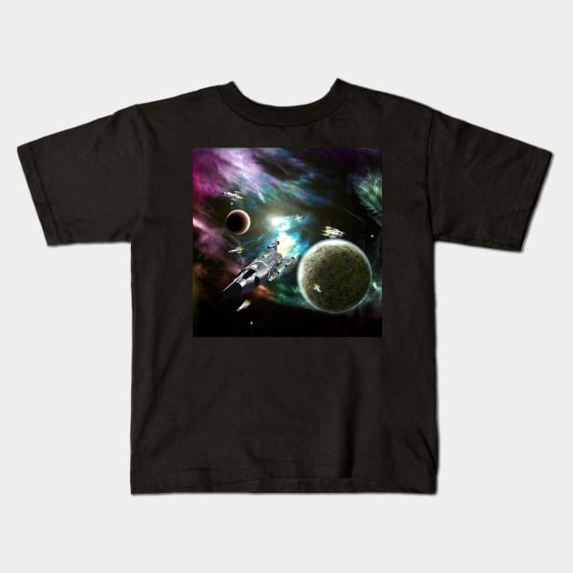 Space Fleet Kids T-Shirt by Packrat